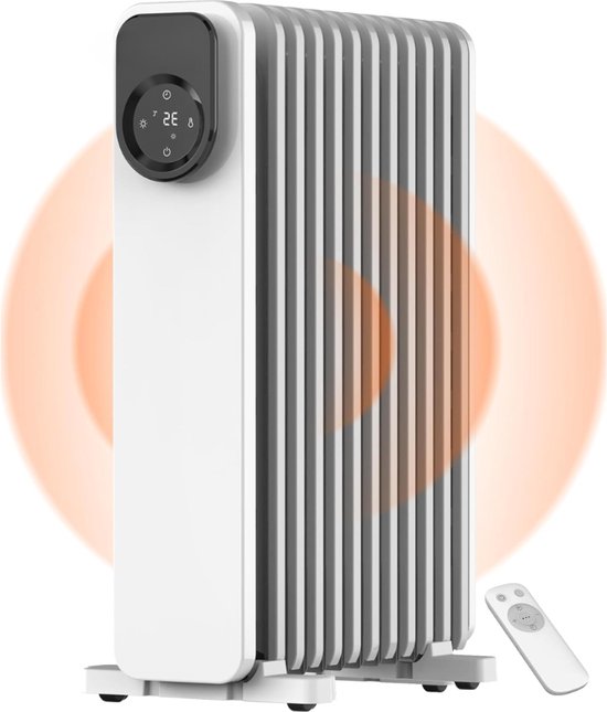 NY2311 24UR Olieradiator Mobiele Elektrische Verwarming 11 Ribben Met Afstandsbediening en Led Touchscreen Elektrische Verwarming Met Thermostaat 4 Modi Oververhittingskantelbeveiliging