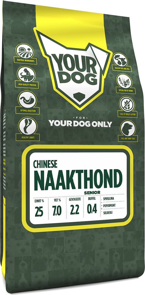Yourdog Chinese naakthond Rasspecifiek Senior Hondenvoer 6kg | Hondenbrokken