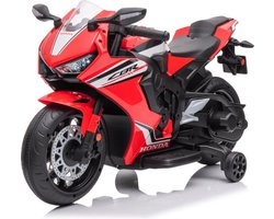 Honda CBR 1000RR Full Option Elektrische Kindermotor 2 tot 5 jaar – Officieel Gelicentieerde Motor met LED-Koplamp & Claxon – Li-ion Kindermotor met Verwijderbare Zijwieltjes & Realistische Geluiden – Rood