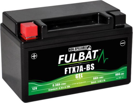 Fulbat FTX7A-BS Gel Accu - 12V 6Ah - Onderhoudsvrije Scooter Accu - Direct Gebruiksklaar