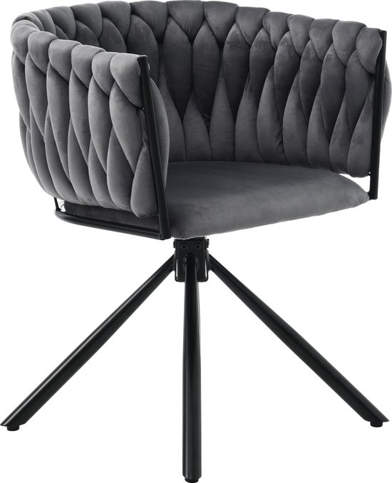 Set van 2 fluwelen eetkamerstoelen voor de woonkamer met 4 metalen