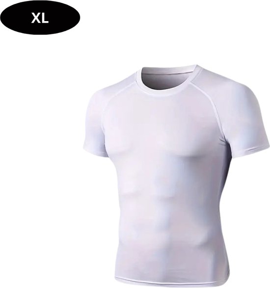T-shirt de sport Nivard pour homme - Sport - Fitness - T-shirt de compression - T-shirt correcteur - Vêtements de sport - Homme - Wit - XL