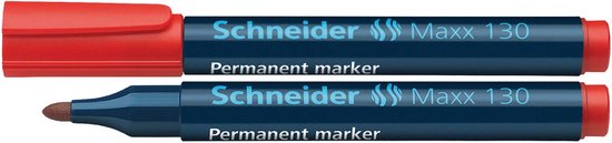Marqueur Schneider Maxx 130 permanent, pointe ronde rouge lot de 10