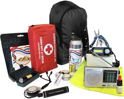 Noodrantsoen® Noodpakket Denk Vooruit voor Thuis Overheid – Overlevingspakket Oorlog Stroomuitval – Noodradio, EHBO-kit, Powerbank, Zaklamp, Nooddeken, Noodfluit, Veiligheidshesje, Noodwater, Jodium – 16-delig Survivalset Rampenrugzak