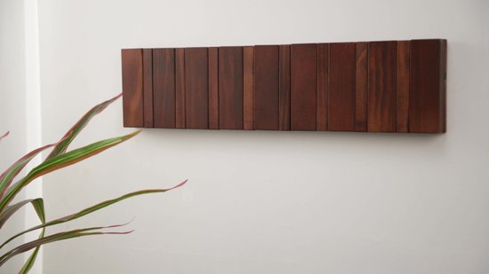 Urban State Piano kapstok - donker hout - wandkapstok - 8 haken - kapstok hangend - walnoot finish