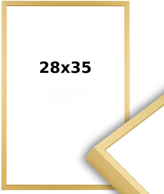 Cadre photo en aluminium 28 x 35 or champagne mat - verre antireflet - professionnel