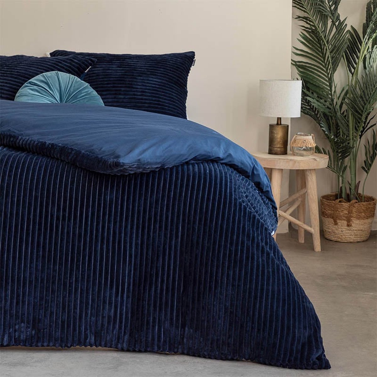 Teddy Rib - Navy Dekbedovertrek