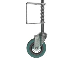 Geveerd loopwiel met open veer en wiel 10 cm