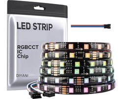 WS2805 SPI RGBCCT (RGB + Warm wit + Koud wit) adresseerbare Digitale Dreamcolor RGBIC LED-strip 5 meter 60LEDs/m 50Pixels DC24V IP65 waterdicht (exclusief controller en voeding)