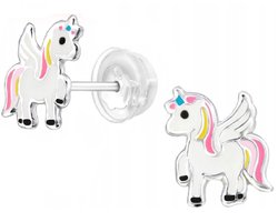 foto van La Rosa Princesa Magic Unicorn Eenhoorn Oorknopjes Echt Zilver - Meisjes Oorstekers Magische Paard Kinder oorbellen