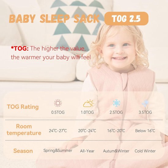 babyslaapzak, 100% katoen, voor verschillende maten van de geboorte tot de leeftijd