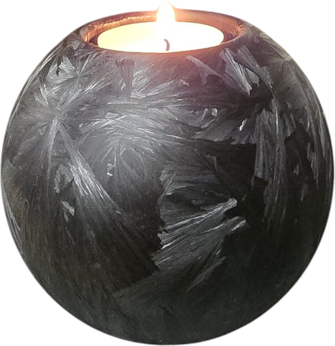 Mini Urn met kaarshouder - Glas - Handgemaakt - Zwart Frost - 250 ml - Urn voor mensen - Urn voor dieren - Incl. deksel, kaarsje & aszakje