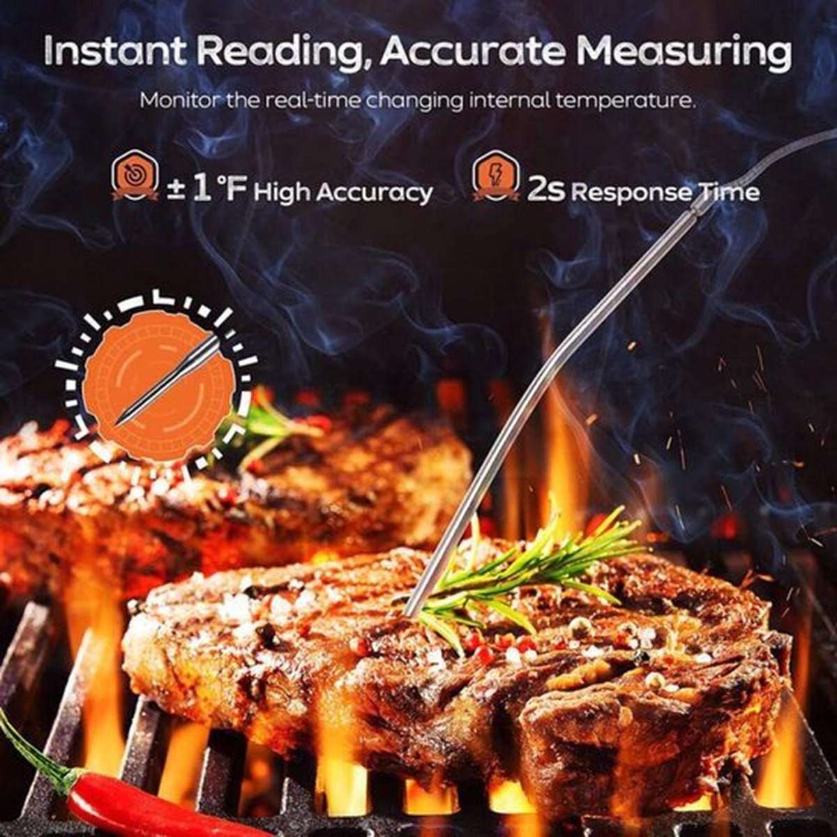 Digitale BBQ Thermometer - Tot 300°C - Waterdicht - Vlees- en Kookthermometer met Alarm & Timer - Inclusief Batterijen — cadeau in Kookcadeaus - foto 4