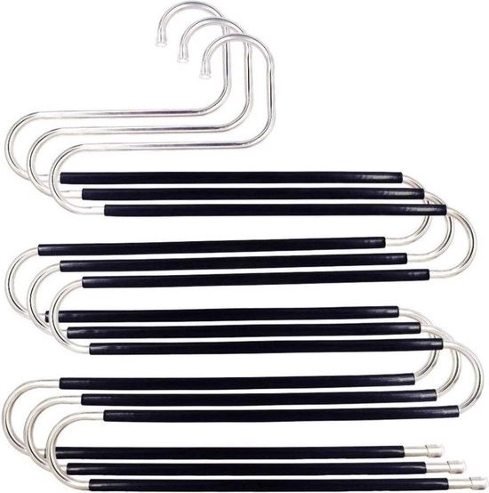 Relaxdays broekhanger antislip, metaal, ruimtebespared, set van 12, 18 cm, kledinghangers voor broeken, zwart