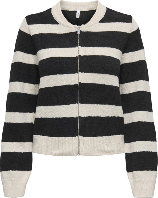 Only Vest Onlthora Ls O-neck Bomber Cc Knt 15339642 Birch/black Dames Maat - S
