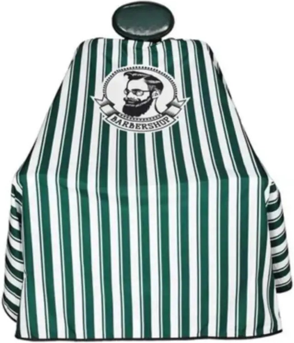 Nivard Baardschort - Beard Bib - Scheerschort - Baard Cape - Kappersmantel - Kapmantel - Groen/Wit