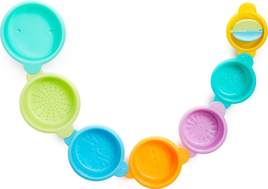 Jouets de bain Munchkin - Connect A Cup - Gobelets de bain amusants - Jouets de bain pour Garçons et Filles - Éducatifs pour Enfants - À partir de 9 mois - 7 gobelets de bain