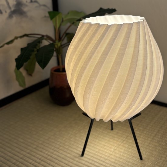Japandi tafellamp beige met opaal glas 18cm - Kumo