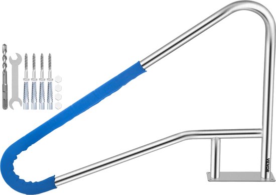 VEVOR Zwembad Roestvrij Stalen Leuningen 139,7x81,2 Cm Leuning Afrit 113 Kg Rail Zwembad Steunbalk 4,8 Cm Buis 2 Mm Dik Met 1,2 M Handgreepafdekking 4 Ankers voor Ingang Uitgang Zwembad Spa Waterpark