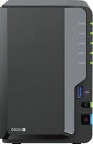 Synology DS224+ - NAS-server 2 Bays - Intel Celeron J4125 - 2 GB DDR4 - 3.5" - 2.5" - 2 x 4TB opslag - Zwart