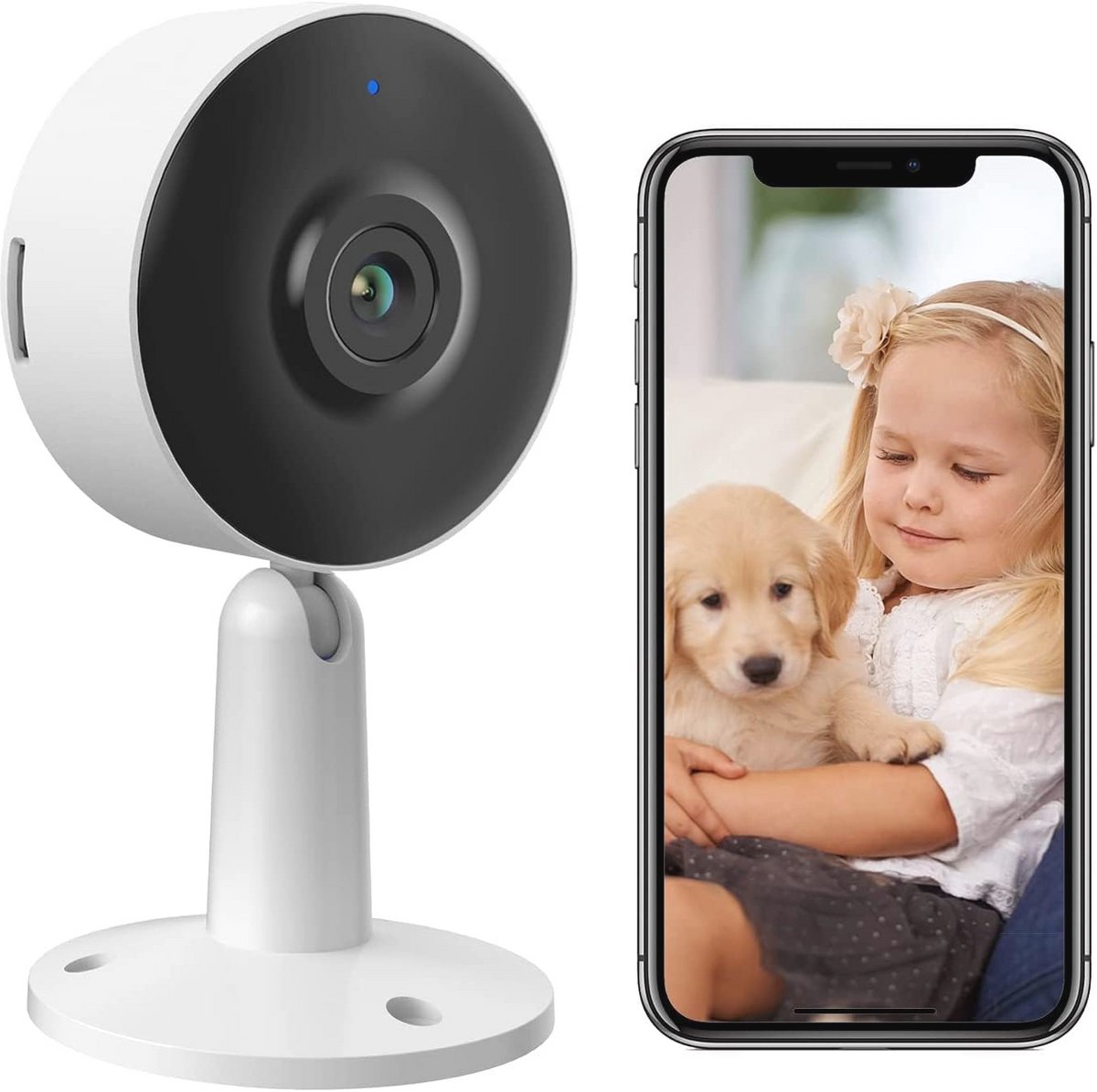 Slimme Babyfoon met Mobiele App - 1080p FHD, Geluids- en Bewegingsdetectie, Twee-Weg Audio, Nachtzicht, Binnenhuis Veiligheidscamera, Compatibel met Alexa & Google
