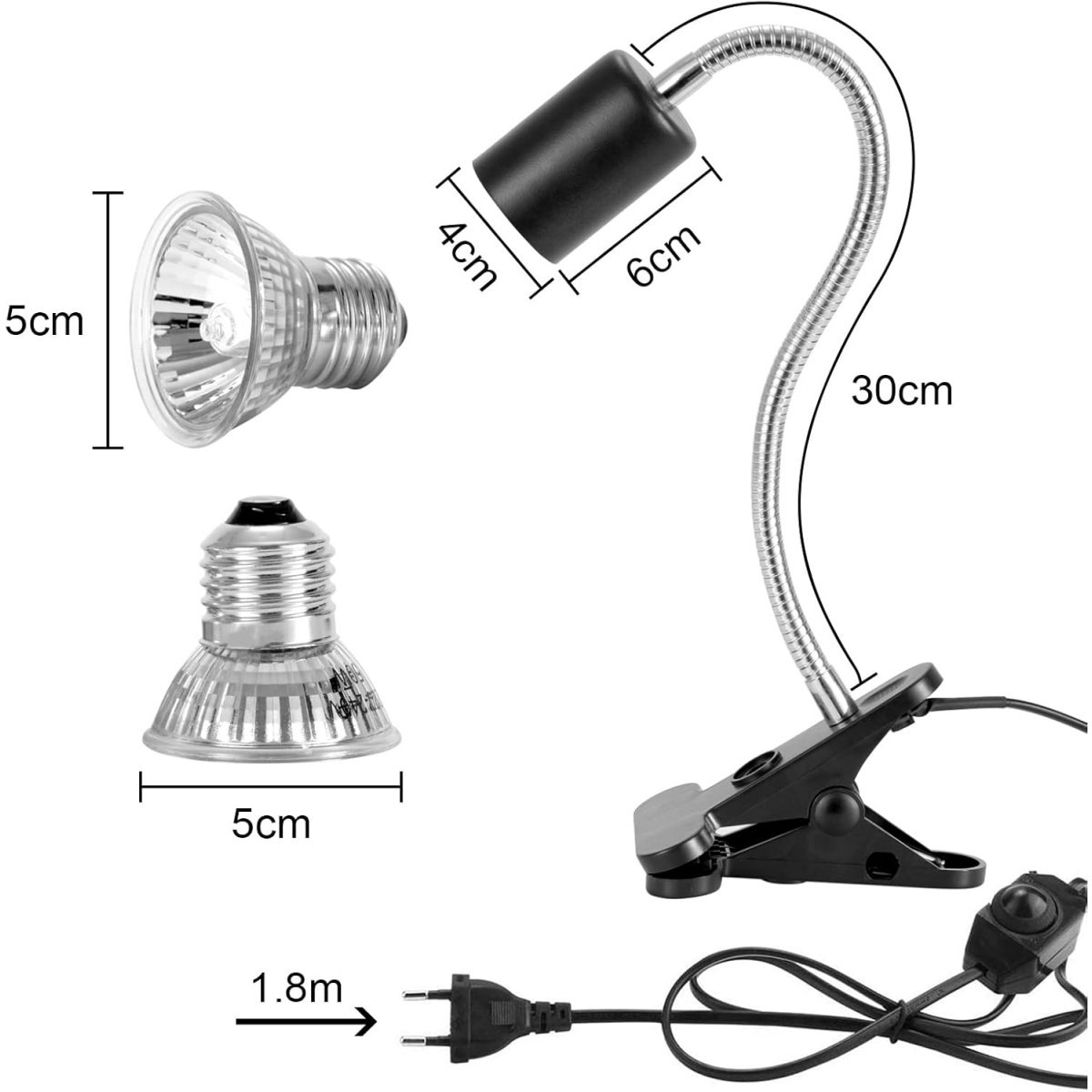 yotutun Reptielen Terrarium Warmtelamp 50W, 4 stuks E27 UVA UVB Lamp Terrarium Zonnebad Reptielenlamp Schildpad Warmtelamp Terrarium Lamp Warmtelamp Bol voor Baardagamen Hagedissen Slangen