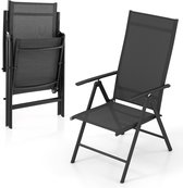 COSTWAY Tuinstoel met hoge rugleuning, klapstoel met 7-voudig verstelbare rugleuning, inklapbare balkonstoel, belastbaar tot 180 kg, terrasstoel voor tuin, terras en balkon, zwart