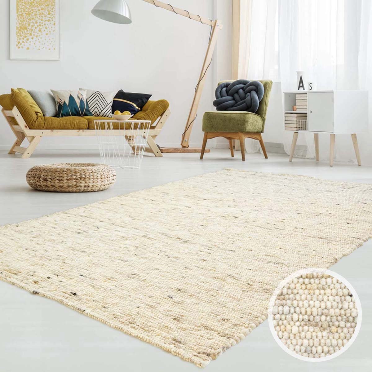 Wollen vloerkleed - Ylva beige 170x230