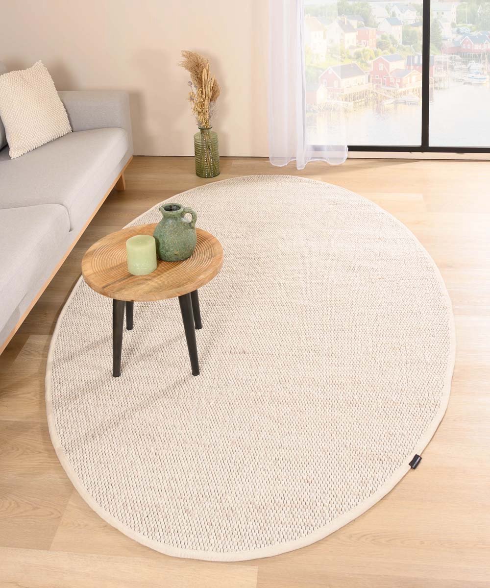 Wollen vloerkleed ovaal - Lett wit 152x245