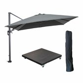 Bol.com Garden Impressions Hawaii zweefparasol 300x300 cm carbon black / donker grijs met 90kg verrijdbare parasolvoet en paraso... aanbieding