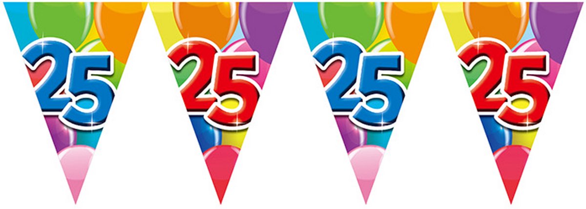 2x Vlaggenlijn 25 jaar 10 meter dubbelzijdig bedrukt - Verjaardag Feestje Vlag Vlaggen Versiering Slinger Feestdecoratie Decoratie