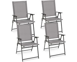 COSTWAY Set van 4 tuinstoelen, klapstoelen met weerbestendige stof, balkonstoelen met armleuningen, terrasstoelen voor tuin, achtertuin en balkon