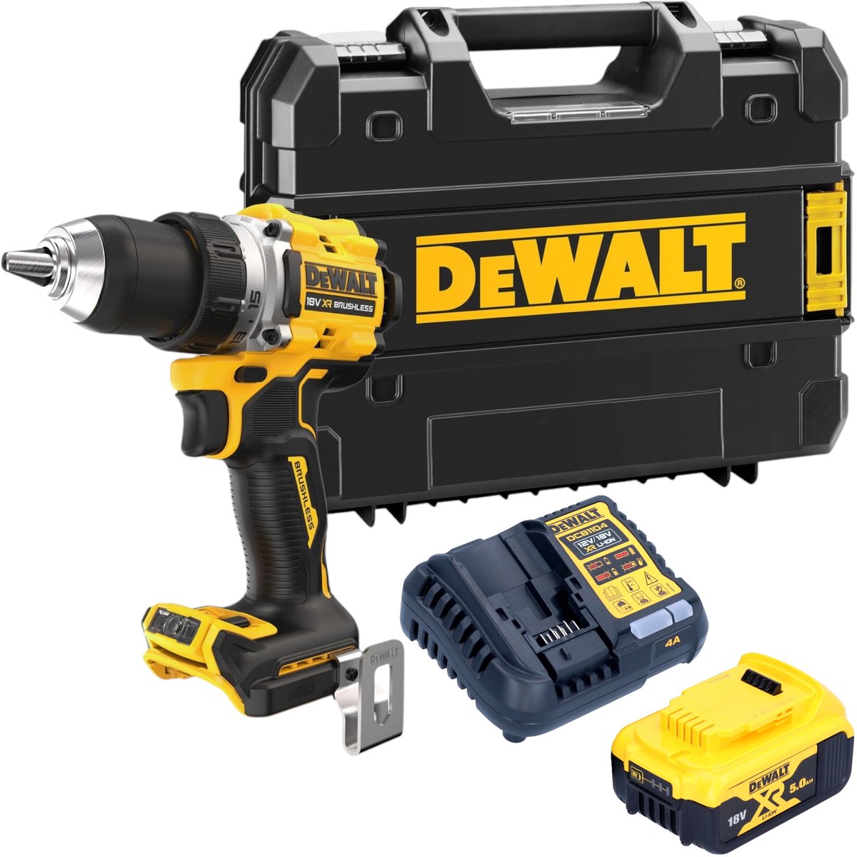 DeWalt DCD 800 P1T accuboormachine 18 V 90 Nm borstelloos + 1x oplaadbare accu 5.0 Ah + lader + TSTAK