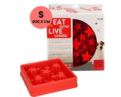 Eat Slow Live Longer Star Voerbak S – Ø 20.5 cm - Anti-schrok voerbak – Slowfeeder voor honden – Anti-slip – Geschikt voor de kleinere hond - Rood