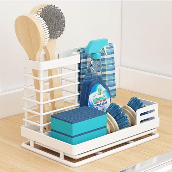 GCFTIFF Kraanopbergrek, Gootsteenorganizer, Sponshouder Voor De Keuken Roestvrijstalen Zeepbakorganizer Sponshouder Met Uitneembare Lekbak Kraanopbergrek Van Metaal