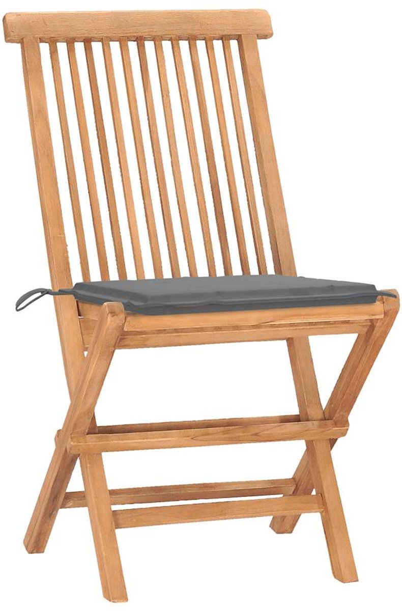 The Living Store 3-delige Tuinset inklapbaar met kussen massief teakhout - Eetkamerstoel - Teak Meubels - Buitentafel - Tuinstoelen - Outdoor Dining