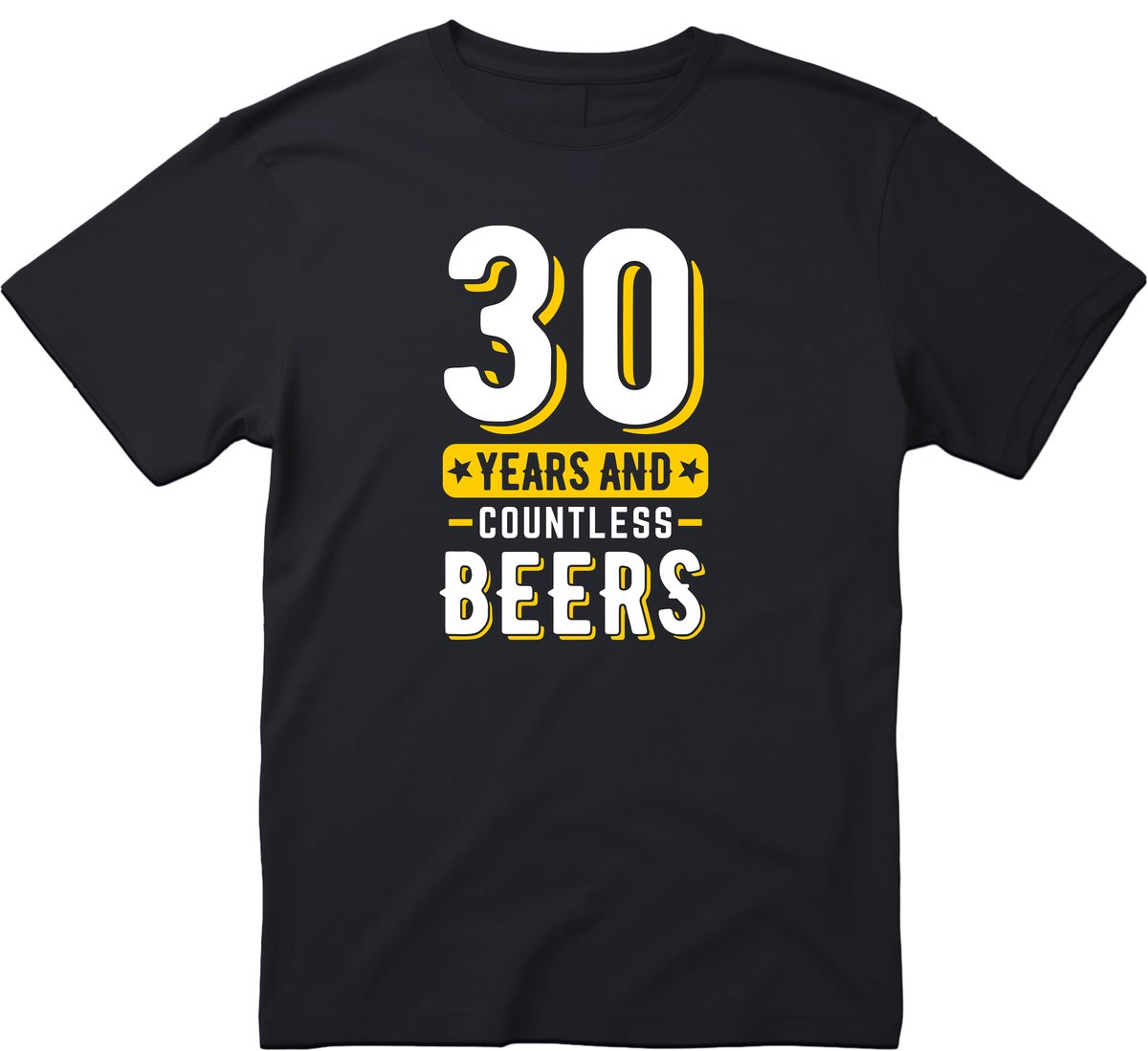 30 Years And Countless Beers T-shirt - Verjaardag en feest cadeau - Cadeau tip - 30 jaar cadeau - 30 jaar - T-shirt - 1995 - Heren - Kleding Cadeau - Bier - Bier Cadeau - Maat L