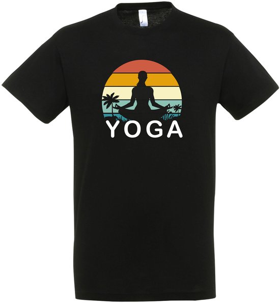 Yoga Sunset T-shirt – Yoga T-shirt – Fun T-shirt – Yoga Nidra - Meditatie - Zwart – Grappig shirt – Yogamat - Yoga Kleding – Meditation - Zen - Leuk Cadeau – Yoga shirt Dames – Yoga shirt Heren – Unisex - Maat S