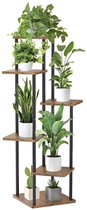 Alpha Tools - Plantenrek - Plantenstandaard - 6 delig - Zwart en Walnootkleurig - 135cm - Vierkant Voet