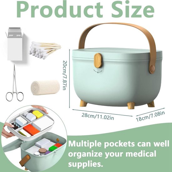Boîte de Rangement à Médicaments - Non spécifié - 28 x 18 x 17 cm - Capacité 8,5 L - Plastique avec Poignée - Maison