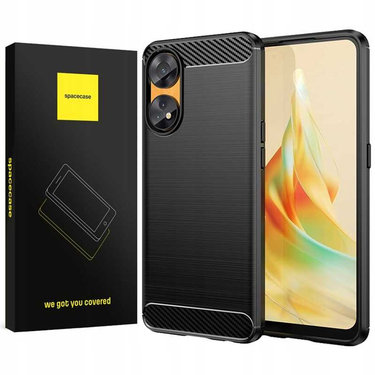 Spacecase Case Carbon Cover Voor Oppo Reno 8T Zwart
