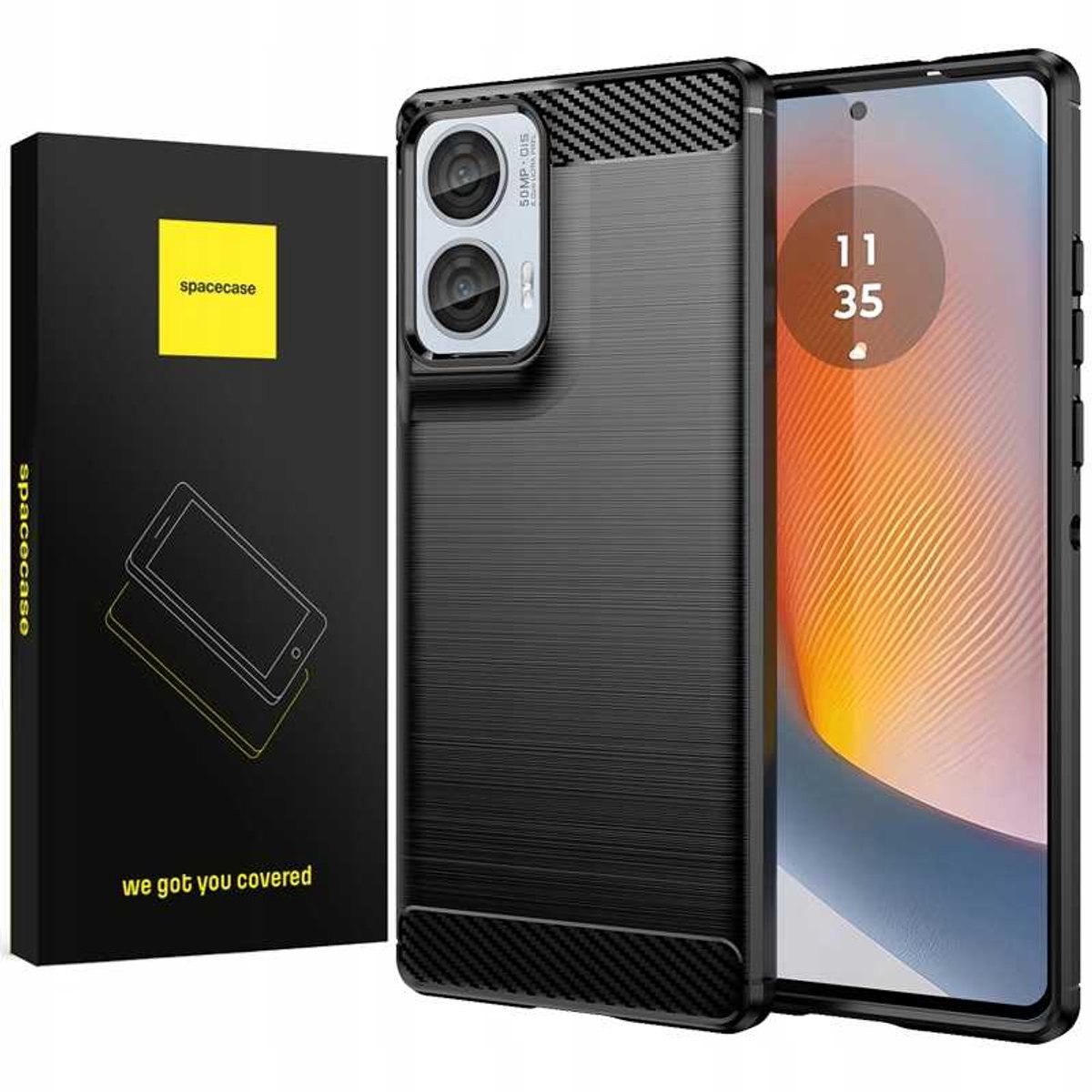 Spacecase Carbon Case Cover Voor Motorola G85 5G Zwart