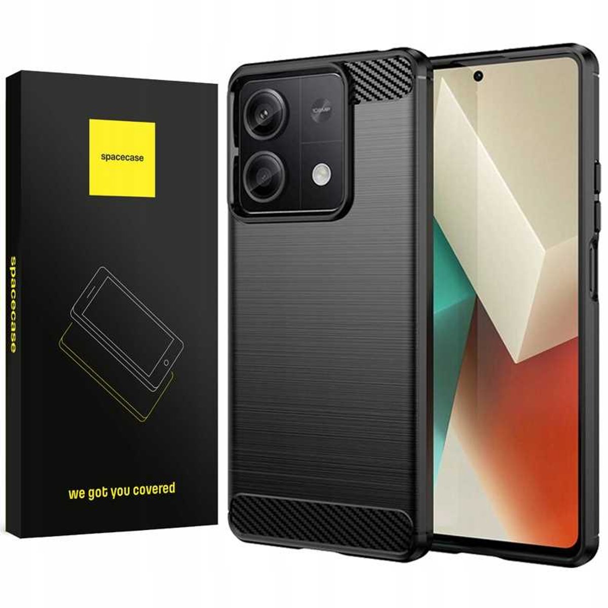 Spacecase Case Carbon Case Voor Xiaomi Redmi Note 13 5G Zwart