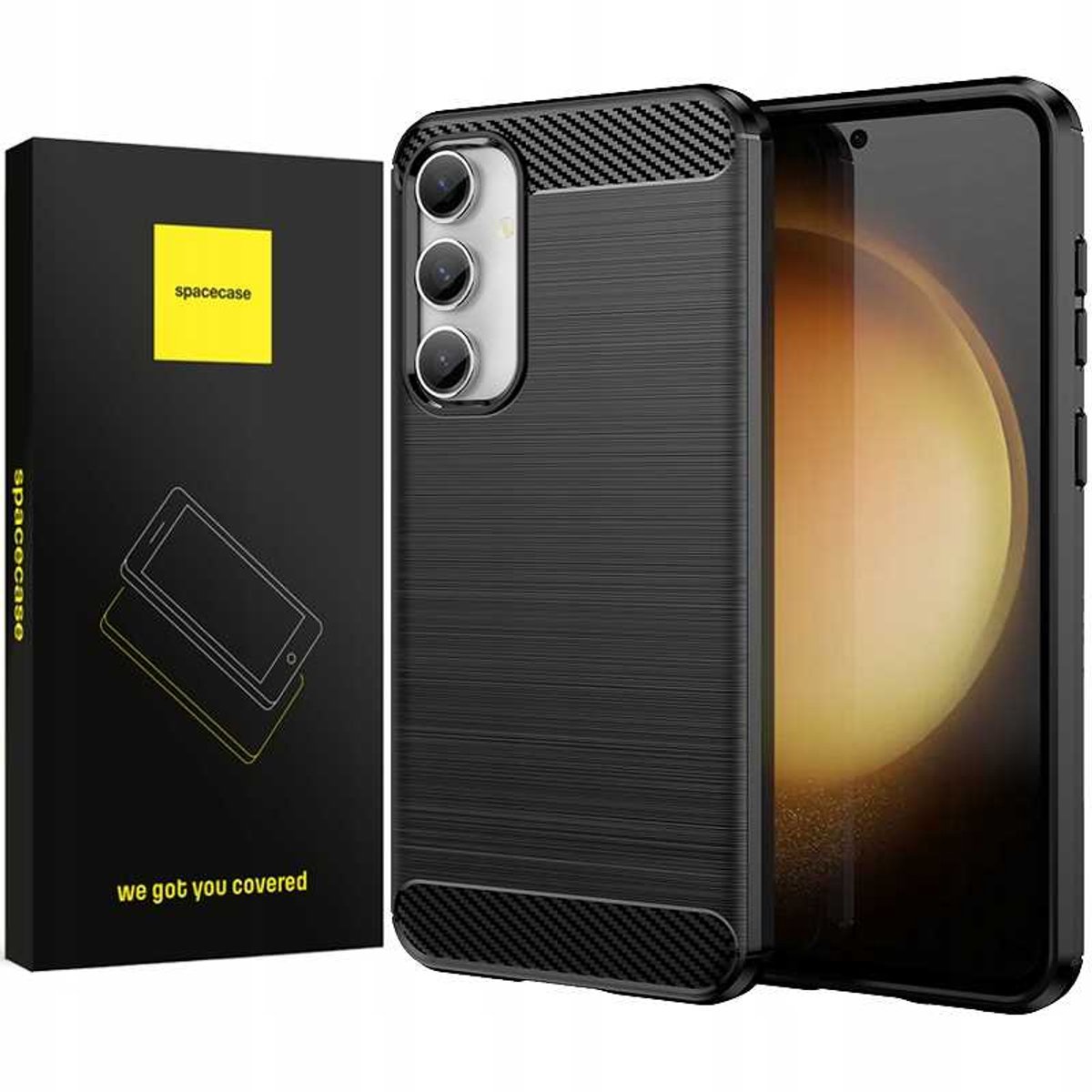 Spacecase Case Carbon Cover Voor Samsung Galaxy S23 Fe Zwart