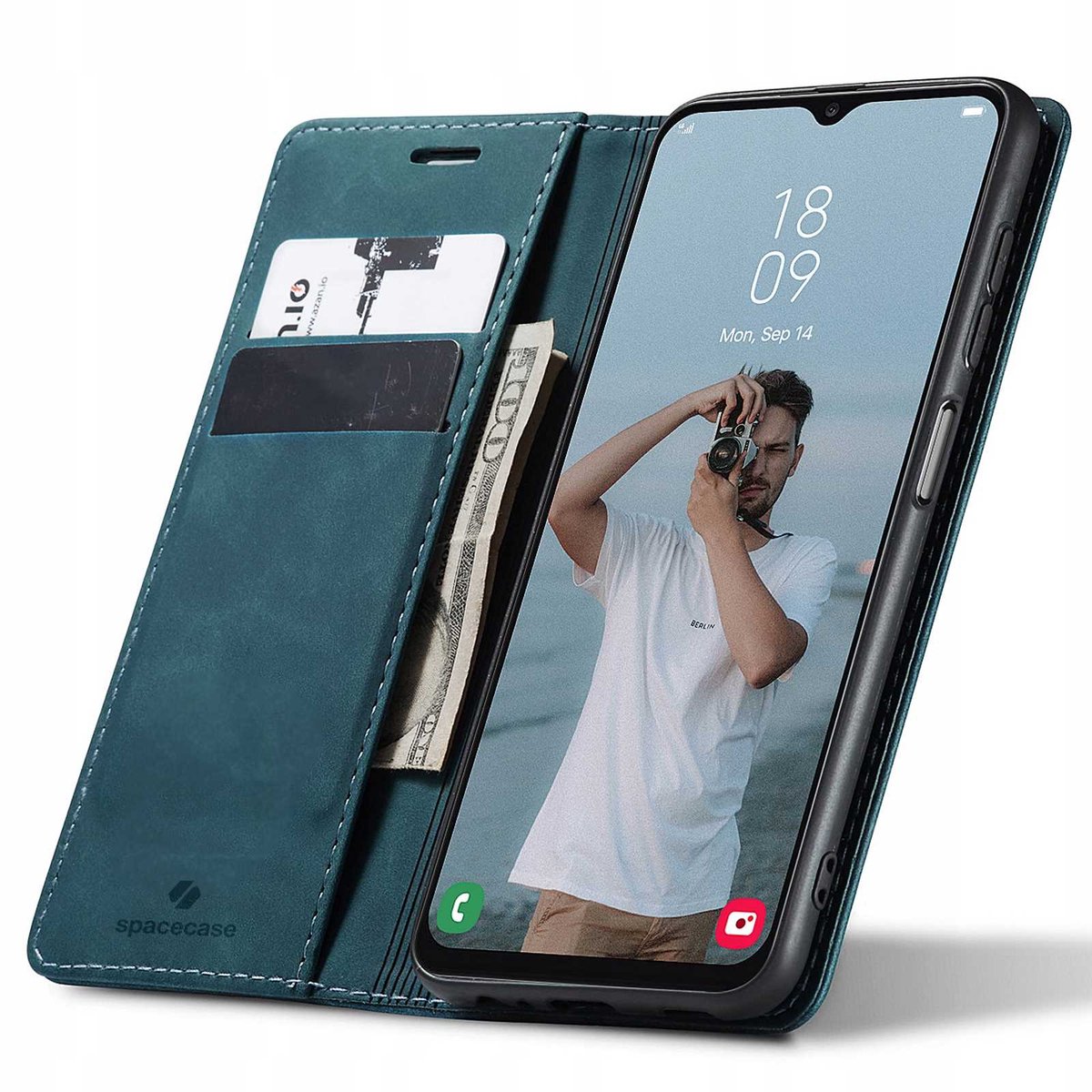 Spacecase Case Portefeuille Voor Samsung Galaxy A13 4G Blauw