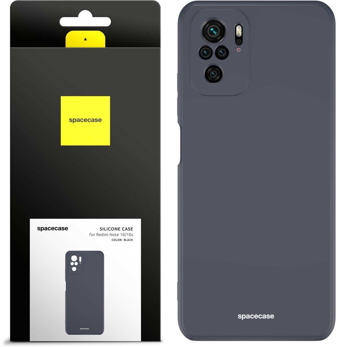 Spacecase Siliconen Hoes Voor Xiaomi Redmi Note 10 10S Zwart