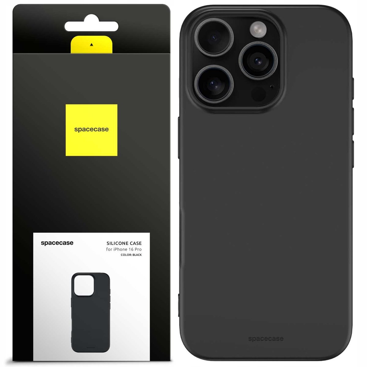 Spacecase Siliconen Hoesje Voor Iphone 16 Pro Zwarte Case Cover