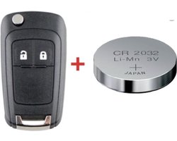 Clé Compatible Pour Opel - Clé 2 Boutons - Clé Pliante +Batterie CR2032 - Boîtier de Clé - Opel Astra Corsa Zafira Insignia Adam Cascada - Noir