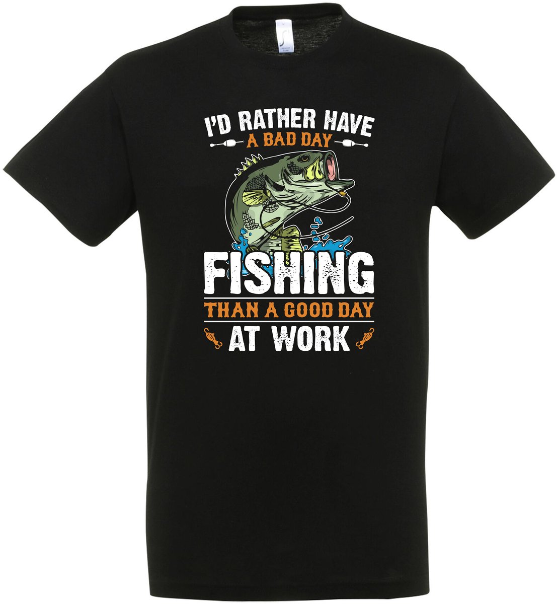 I Rather Have A Bad Day Fishing Than A Good Day At Work T-shirt - Vis Hobby Cadeau T-shirt - Vissen - Vis T-shirt - Grappig Cadeau - Dames - Heren - Unisex - visspullen - Zwart - Fishing - Hobby - Maat L