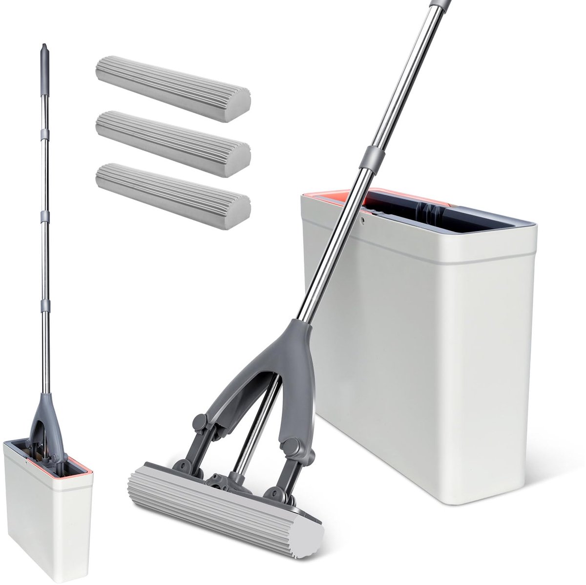 My Ninki ® Dweilset met Innovatieve Sponskoppen voor Parket en Tegels Reiniging